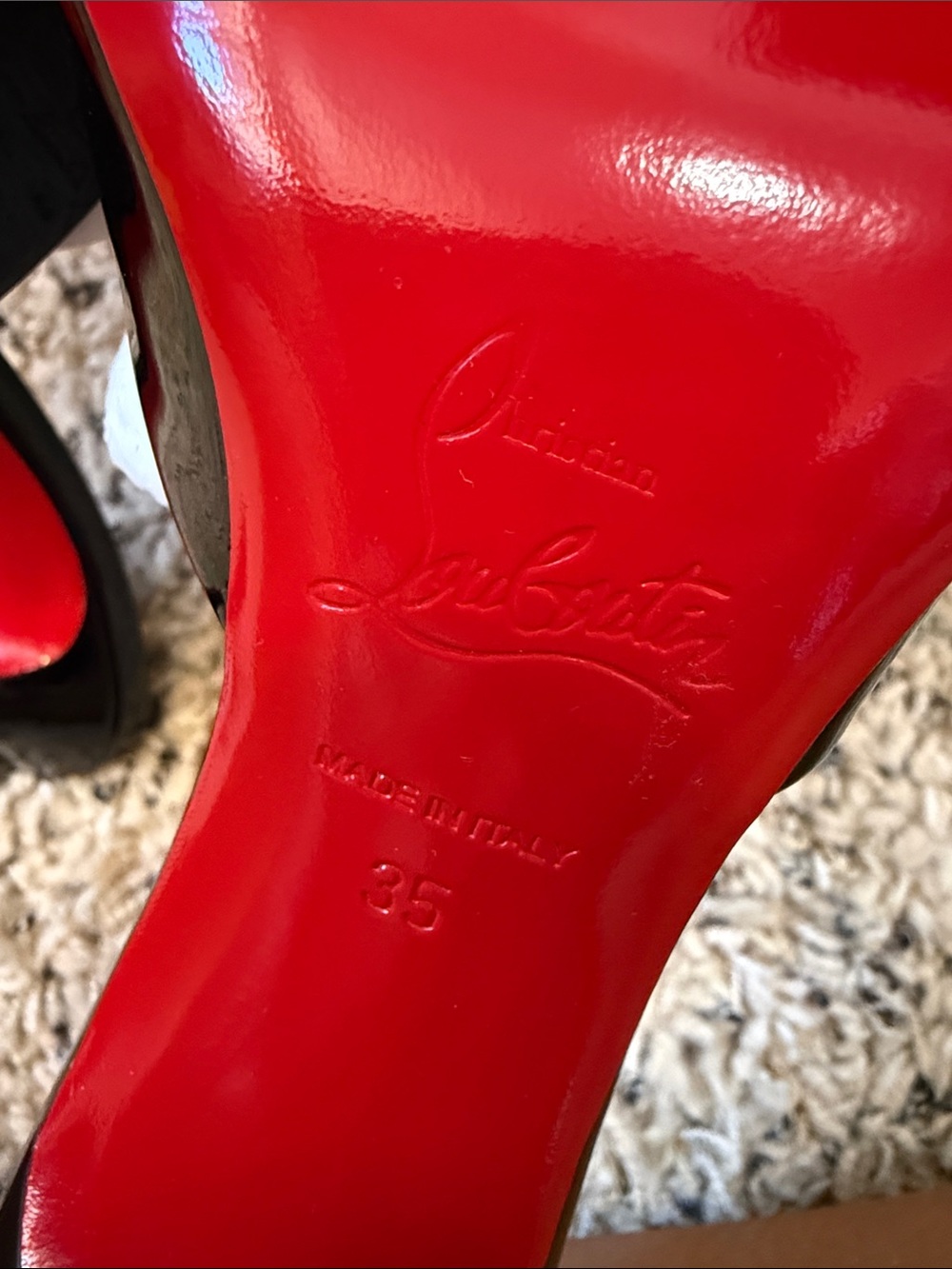 Christian Louboutin Me Dolly Black Patent Peep-Toe Slide Mules - Picture 7 of 8